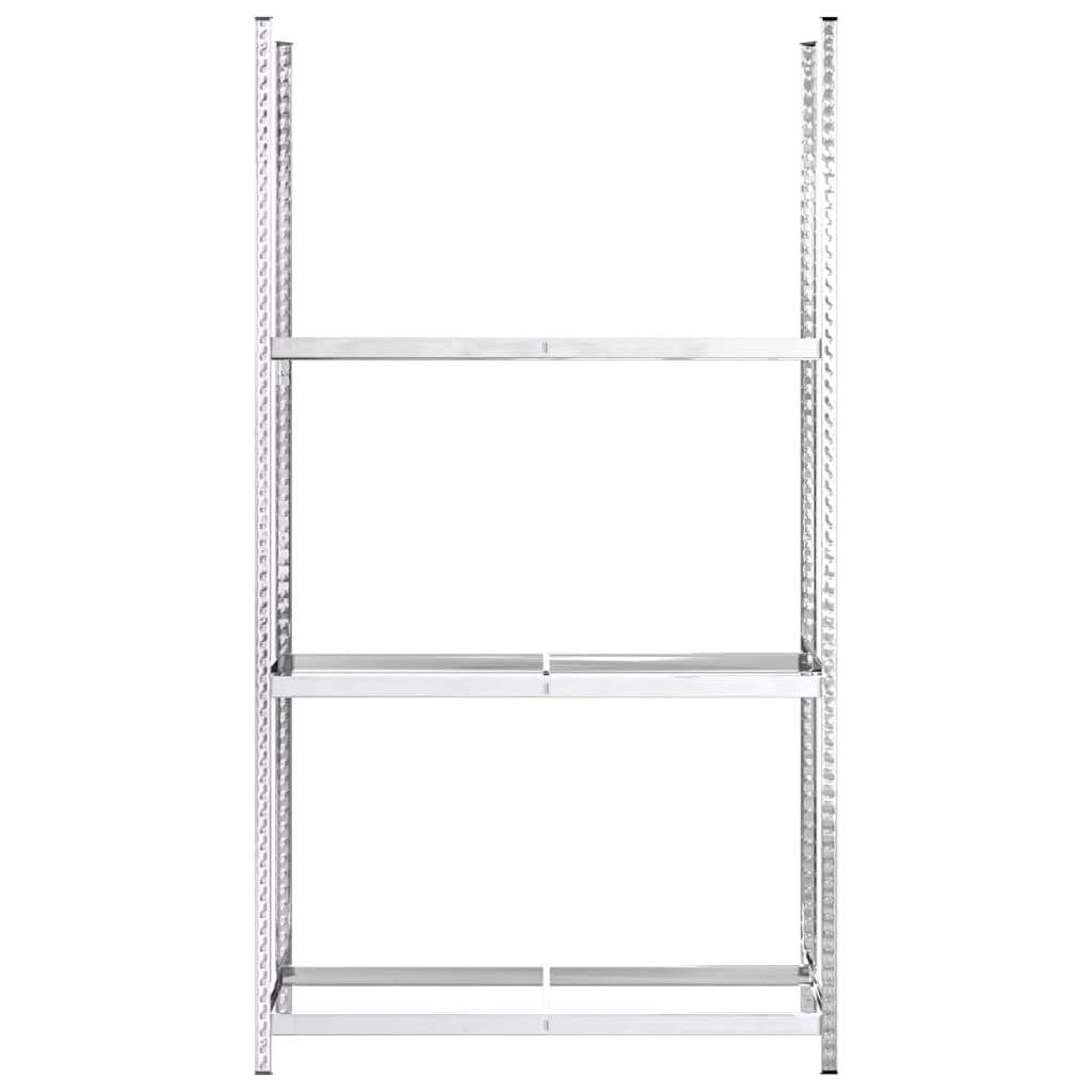dækreol med 3 hylder 110x40x200 cm stål sølvfarvet