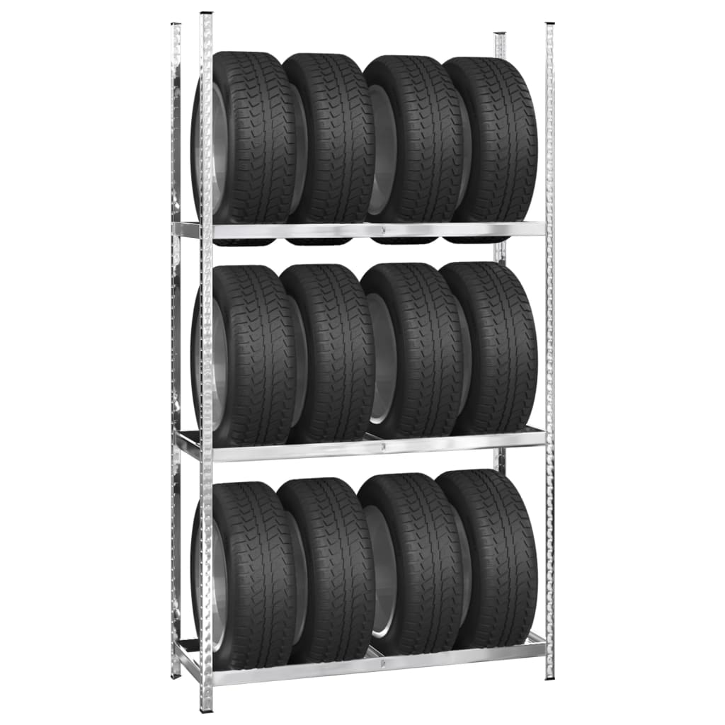dækreoler 2 stk. med 3 hylder 110x40x200 cm stål sølvfarvet
