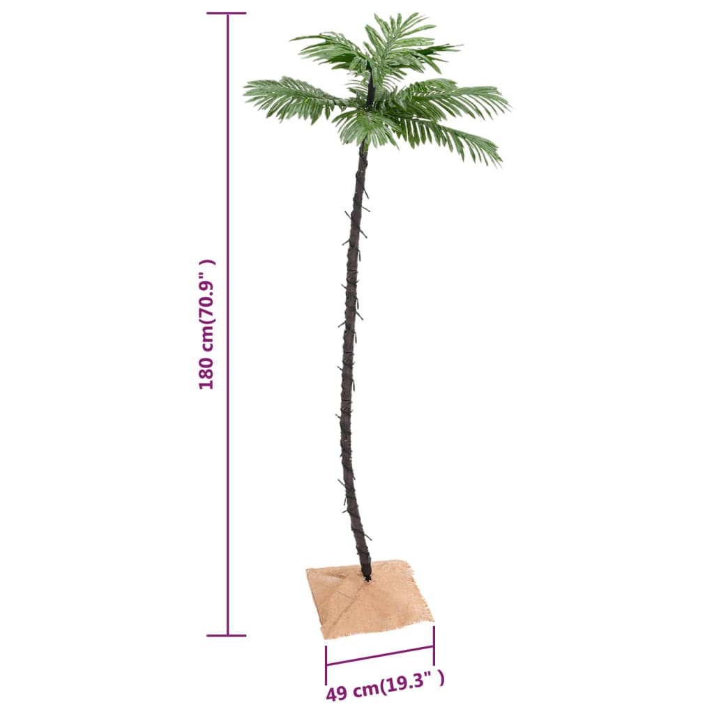 LED-palmetræ 180 cm 96 LED'er varmt hvidt lys hvid