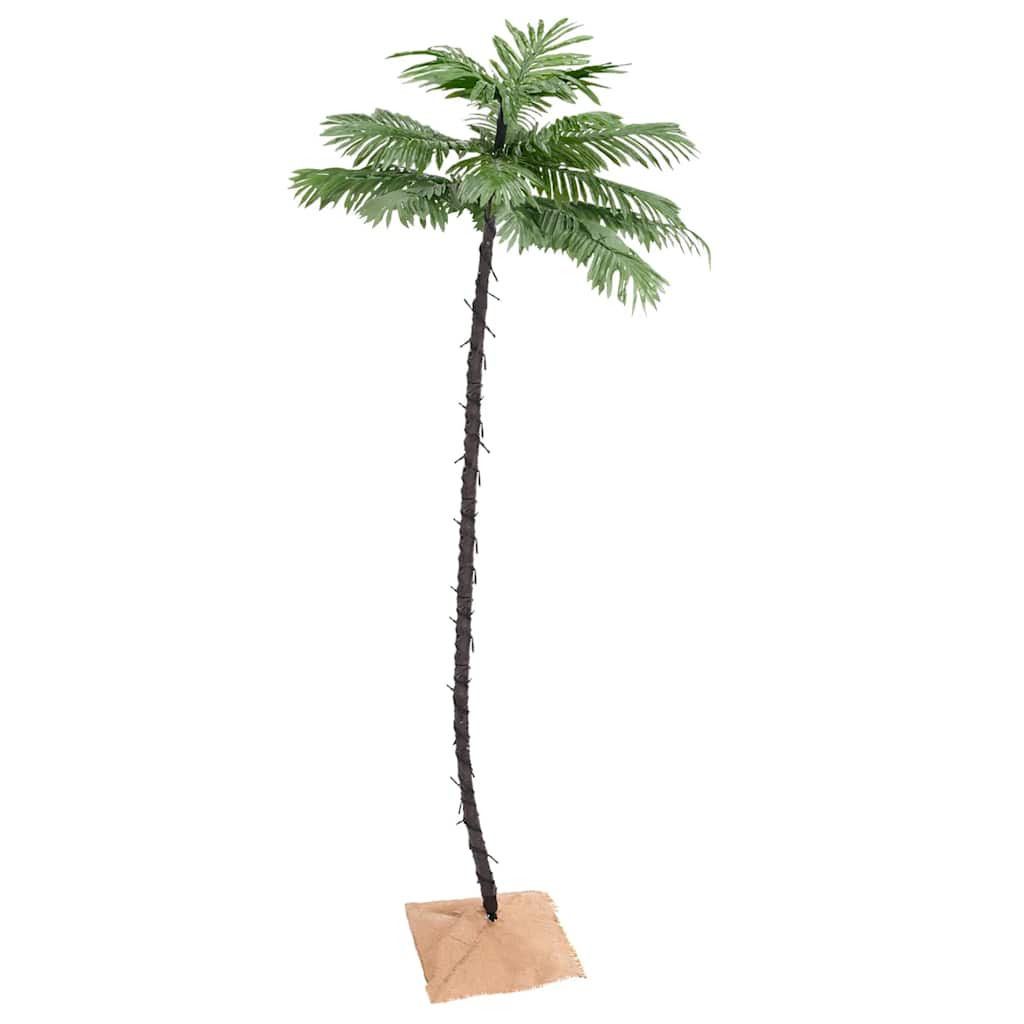 LED-palmetræ 220 cm 136 LED'er varmt hvidt lys hvid