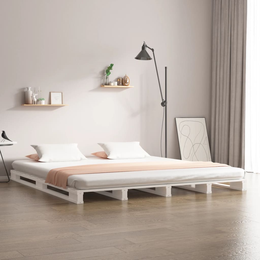 palleseng 140x200 cm massivt fyrretræ hvid