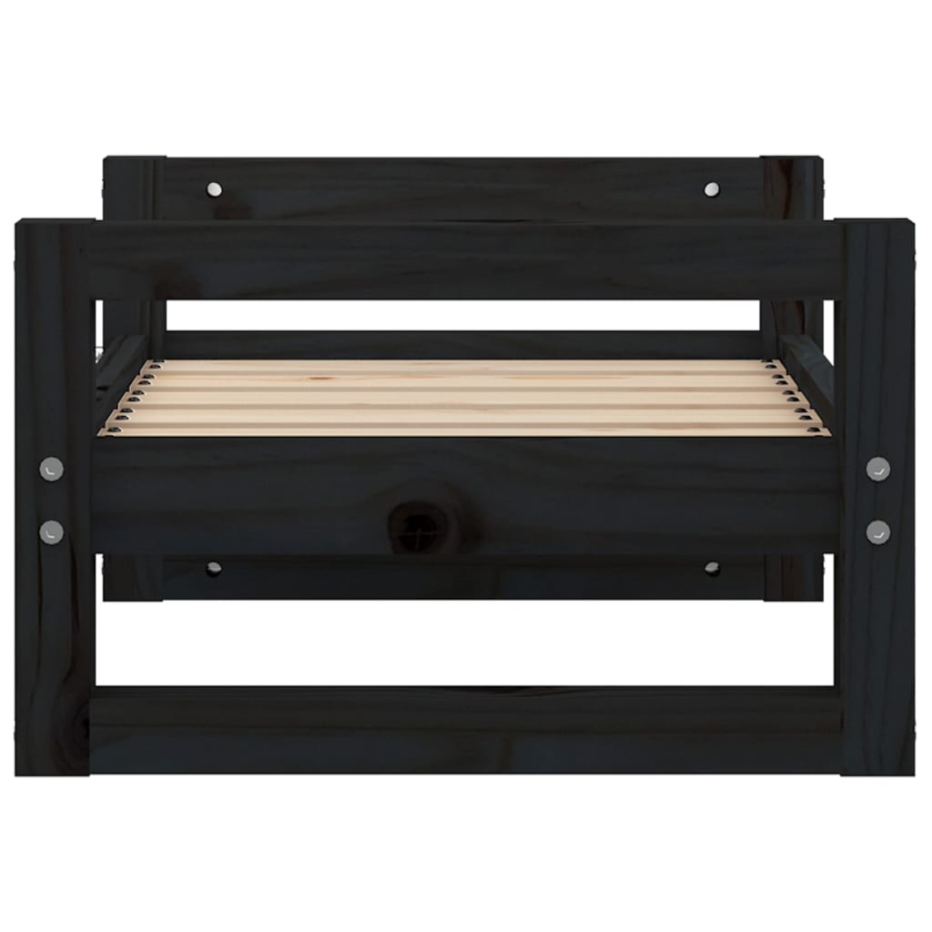 hundeseng 55,5x45,5x28 cm massivt fyrretræ sort