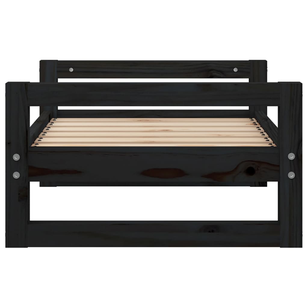hundeseng 65,5x50,5x28 cm massivt fyrretræ sort