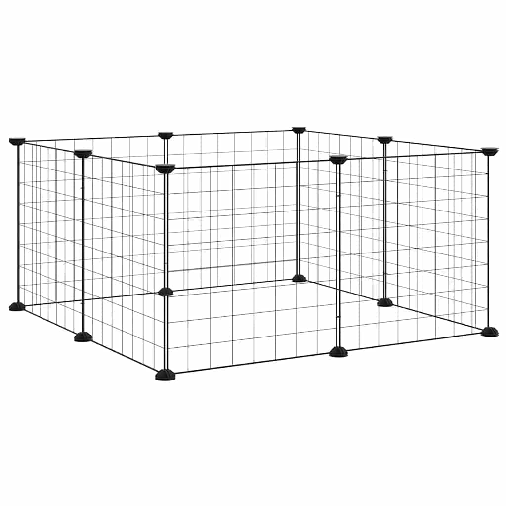 8-panels kæledyrsbur sort 35x35 cm stål