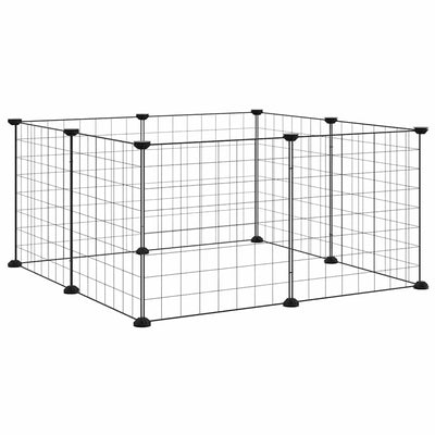 8-panels kæledyrsbur sort 35x35 cm stål