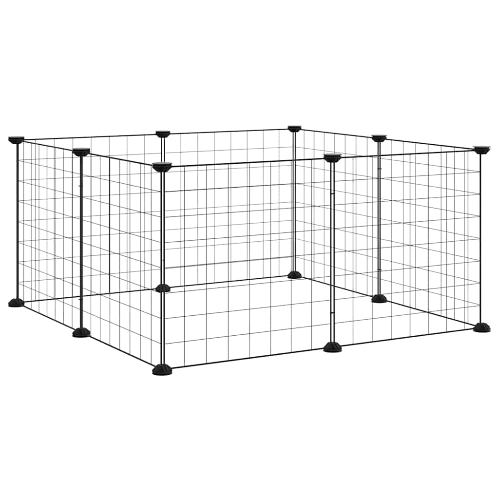 8-panels kæledyrsbur sort 35x35 cm stål