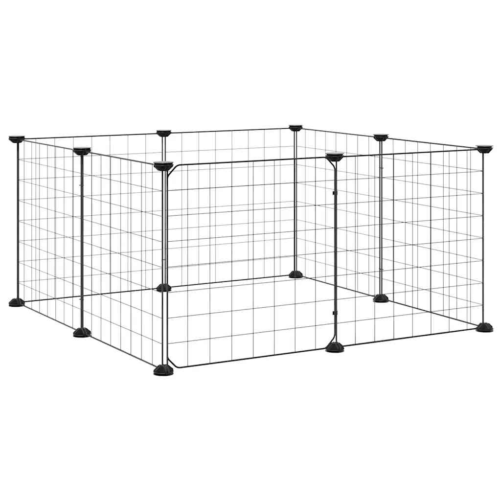 kæledyrsbur med 8 paneler og dør sort 35x35 cm stål