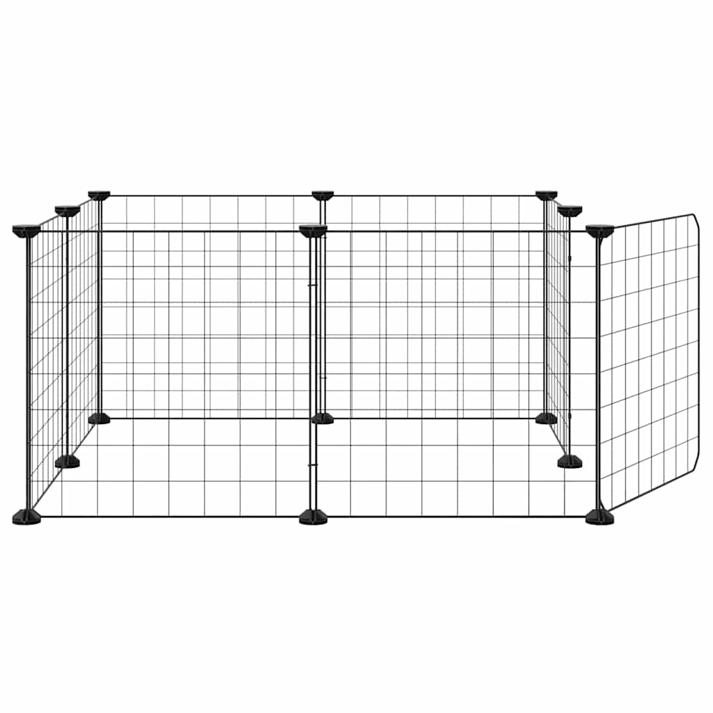 kæledyrsbur med 8 paneler og dør sort 35x35 cm stål