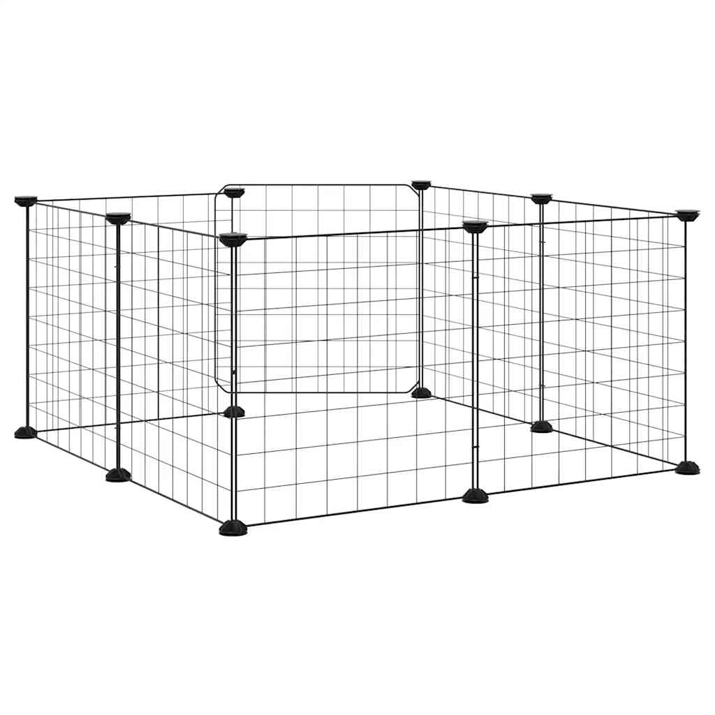 kæledyrsbur med 8 paneler og dør sort 35x35 cm stål