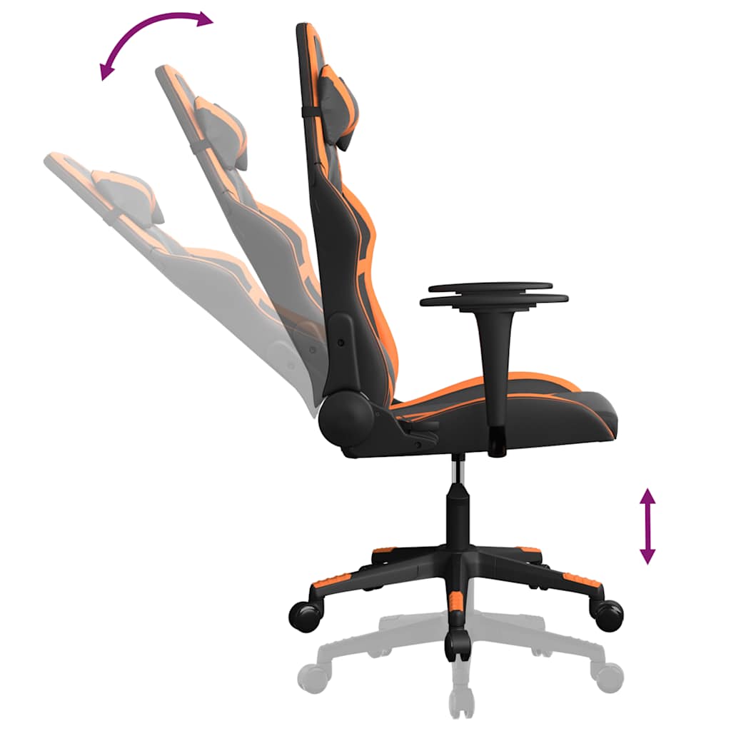 gamingstol m. massagefunktion kunstlæder sort og orange
