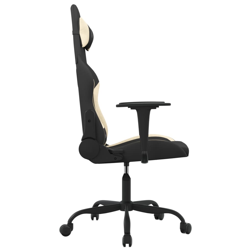 gamingstol med massagefunktion stof sort og cremefarvet