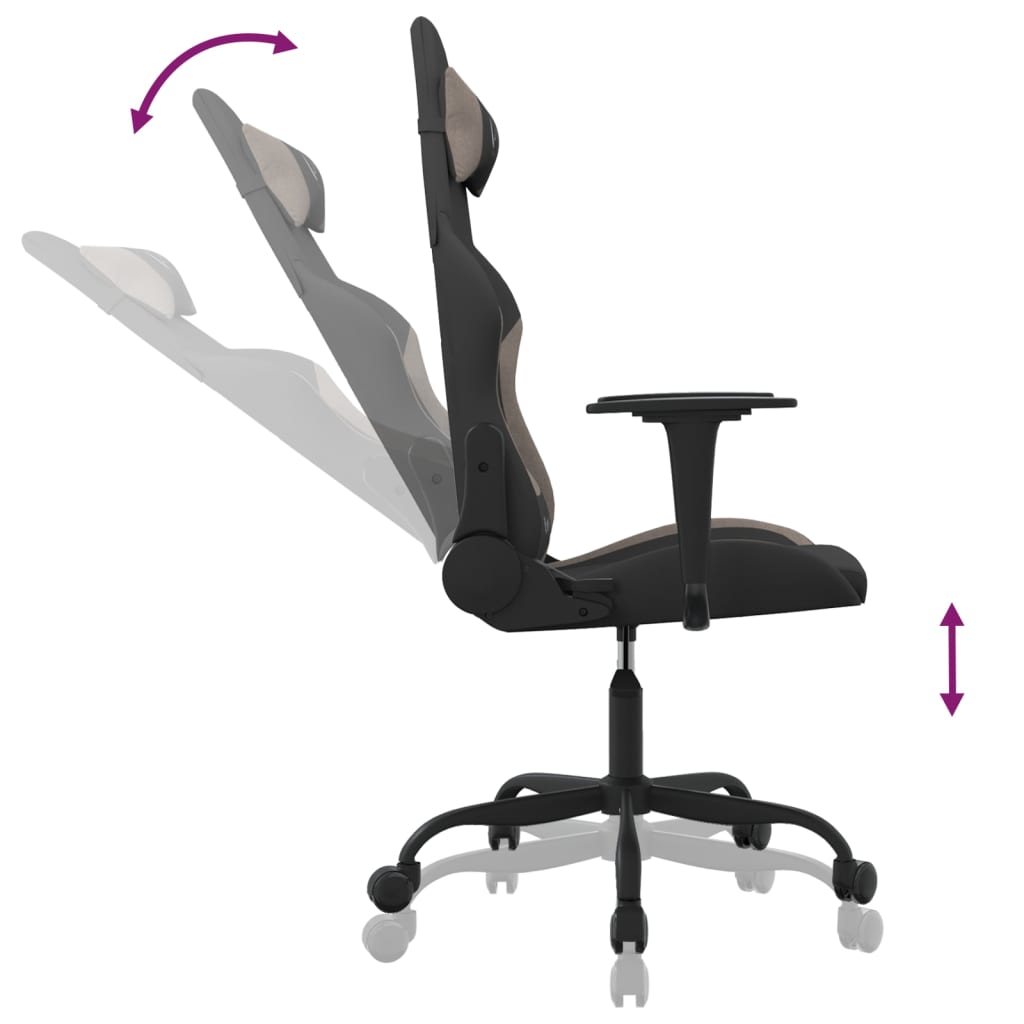 gamingstol med massagefunktion stof sort og gråbrun