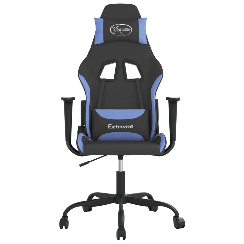 gamingstol med massagefunktion stof sort og blå