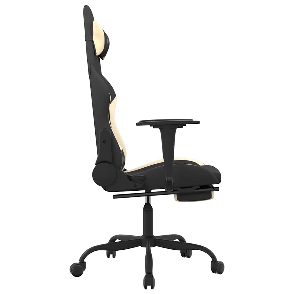 gamingstol med massagefunktion + fodstøtte stof sort og creme