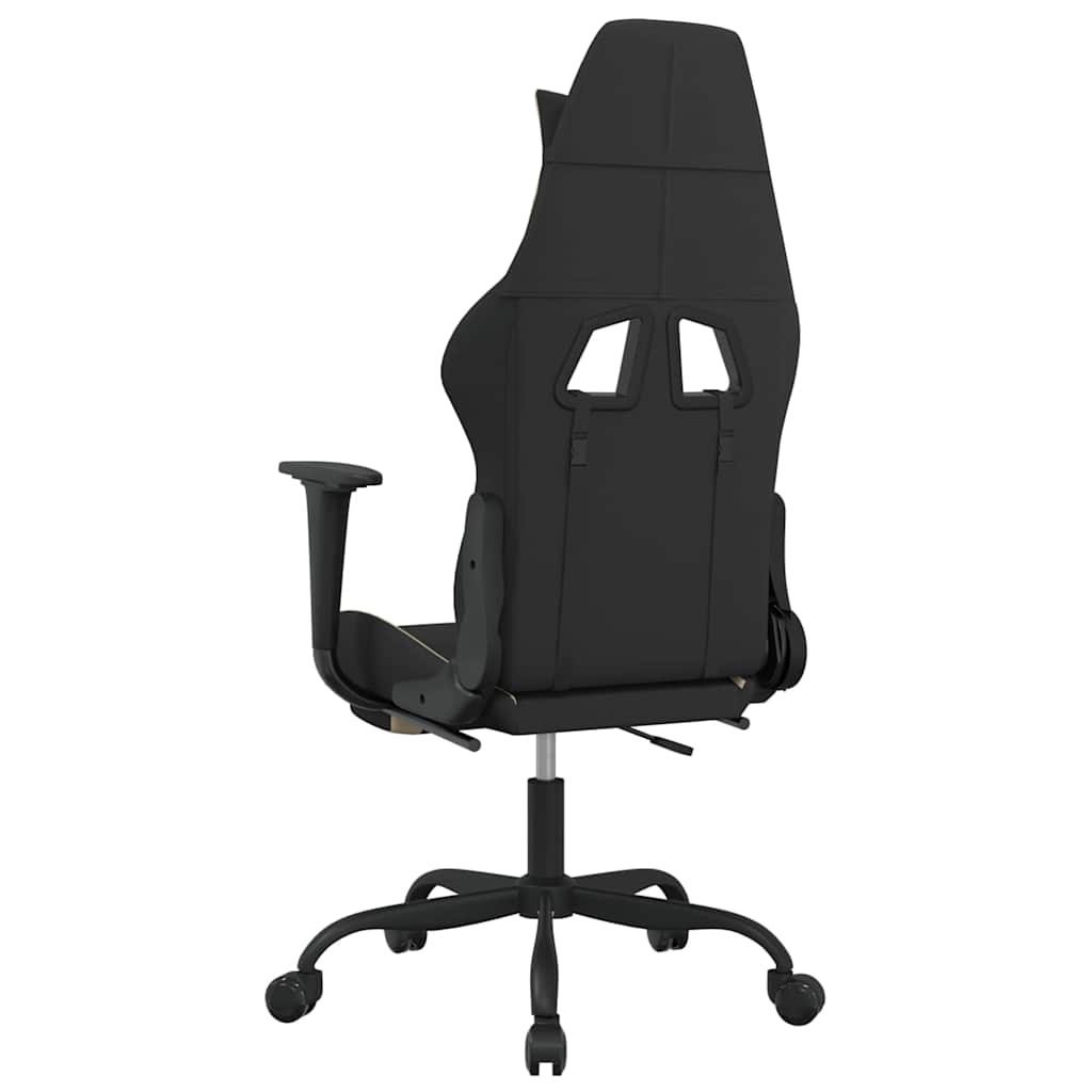 gamingstol med massagefunktion + fodstøtte stof sort og creme