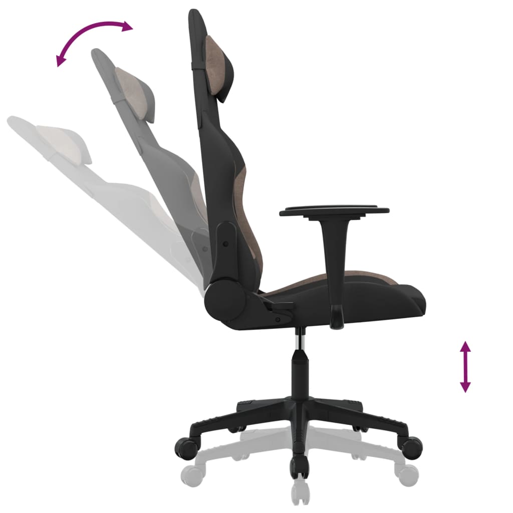 gamingstol med massagefunktion stof sort og gråbrun