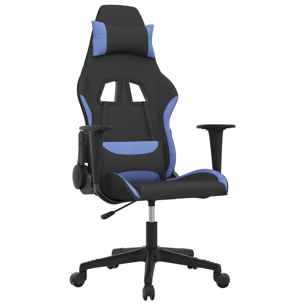 gamingstol med massagefunktion stof sort og blå