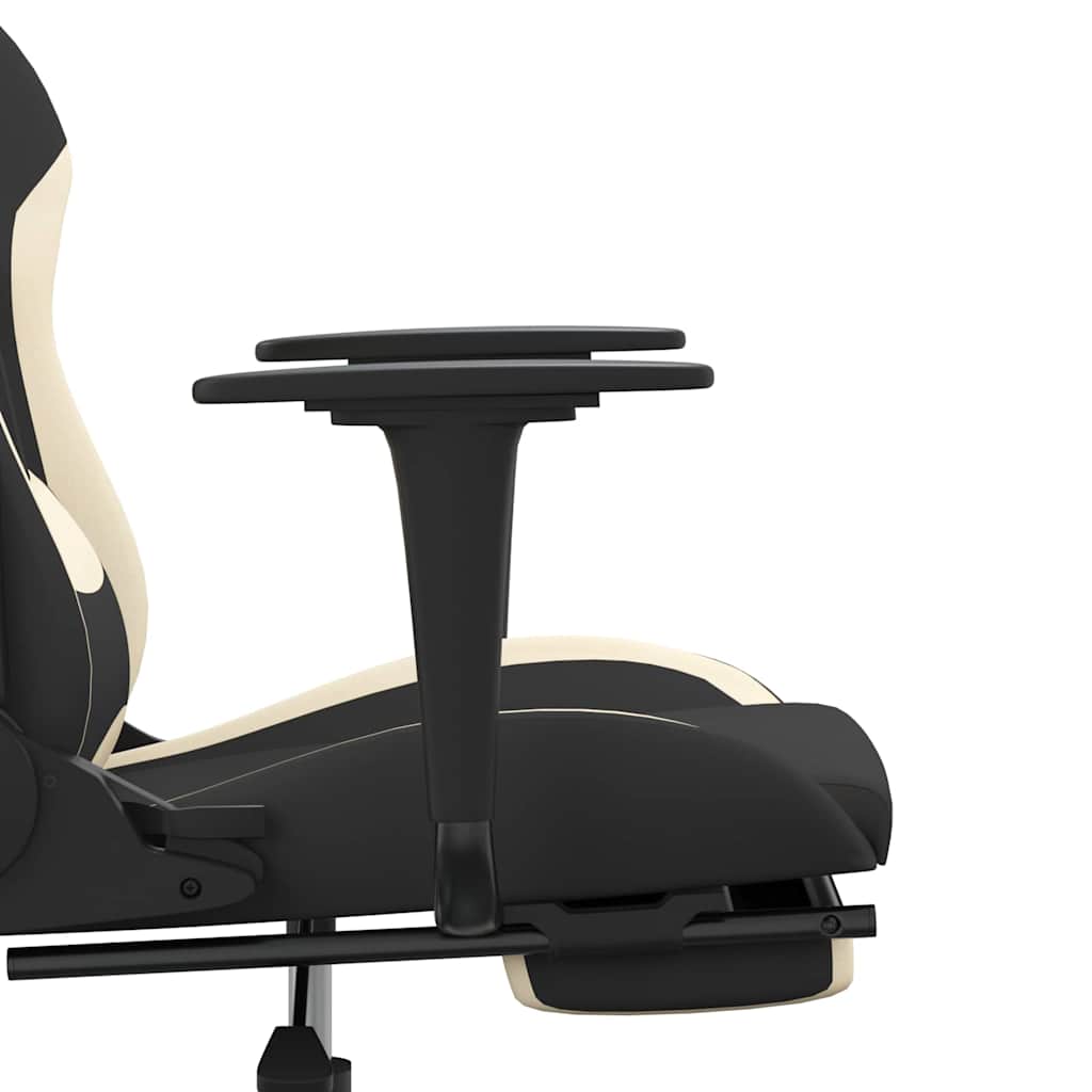 gamingstol med massagefunktion + fodstøtte stof sort og creme