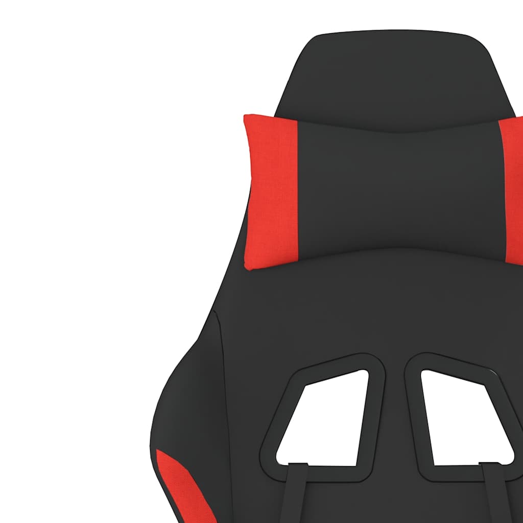 gamingstol med massagefunktion + fodstøtte stof sort og rød