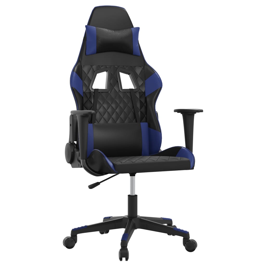 gamingstol m. massagefunktion kunstlæder sort og blå