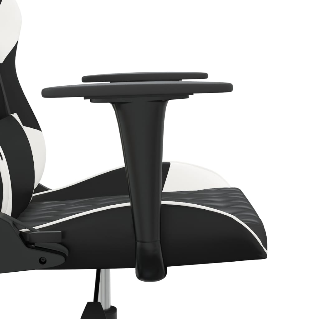 gamingstol med massagefunktion kunstlæder sort og hvid