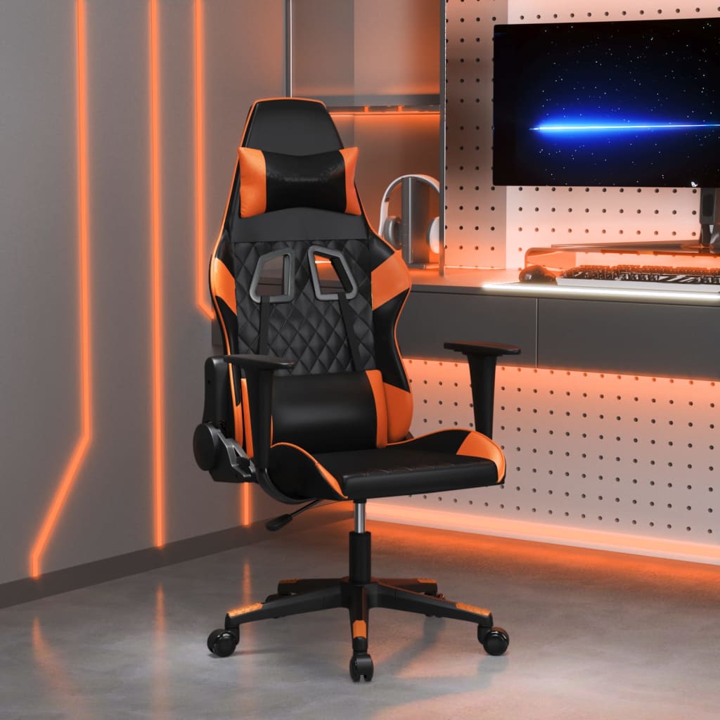 gamingstol m. massagefunktion kunstlæder sort og orange