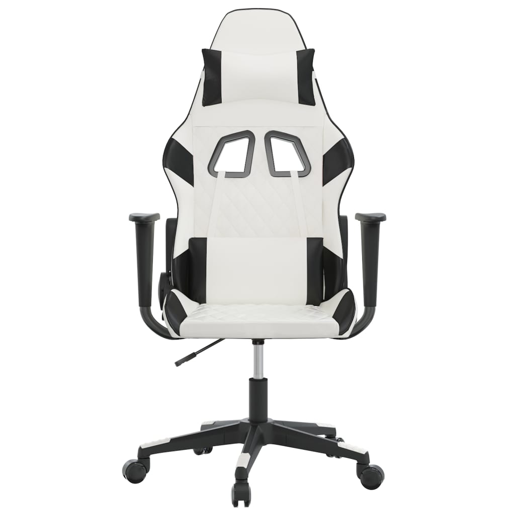 gamingstol m. massagefunktion kunstlæder hvid og sort