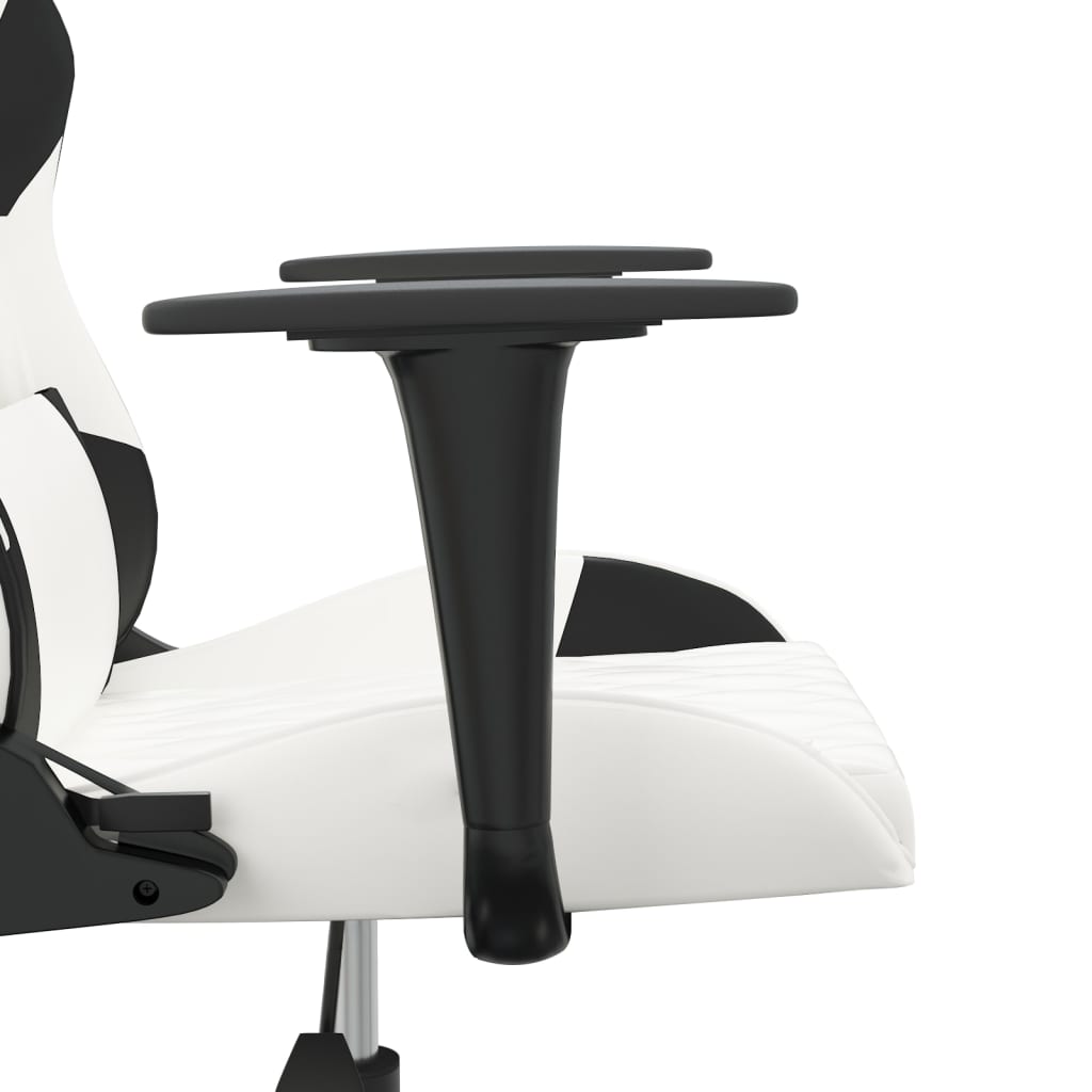 gamingstol m. massagefunktion kunstlæder hvid og sort