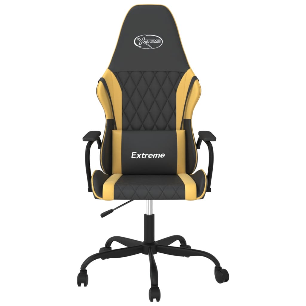 gamingstol m. massagefunktion kunstlæder sort guldfarvet