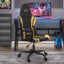 gamingstol m. massagefunktion kunstlæder sort guldfarvet