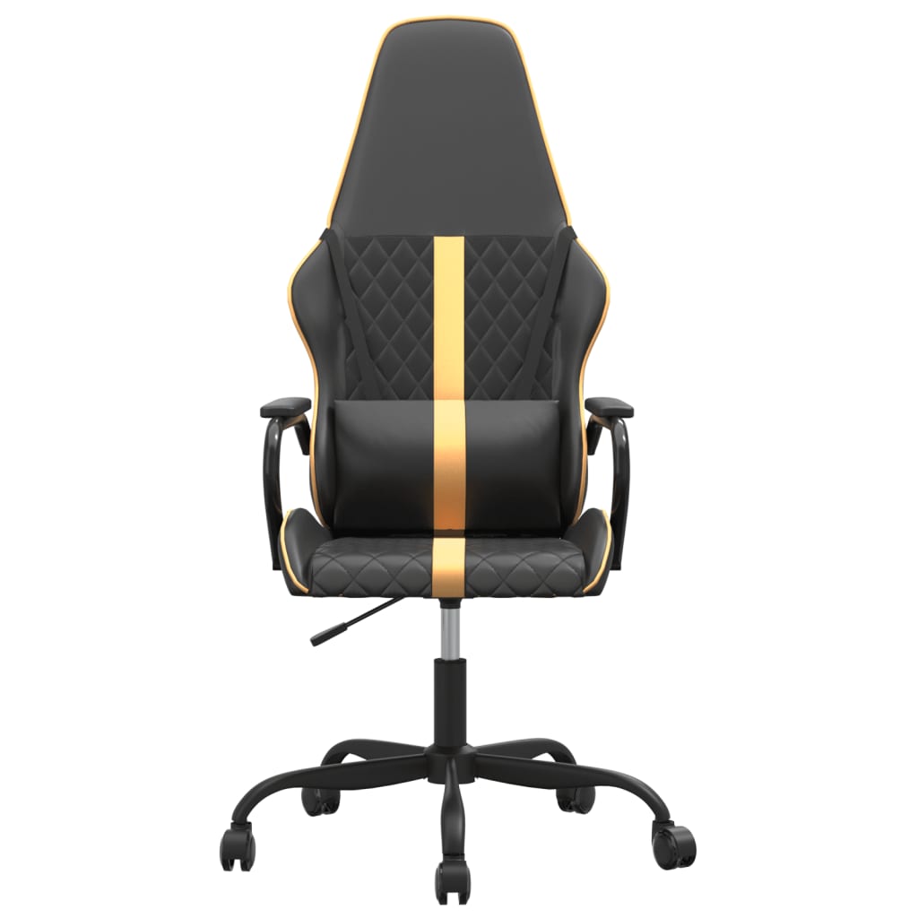 gamingstol m. massagefunktion kunstlæder sort + guldfarvet