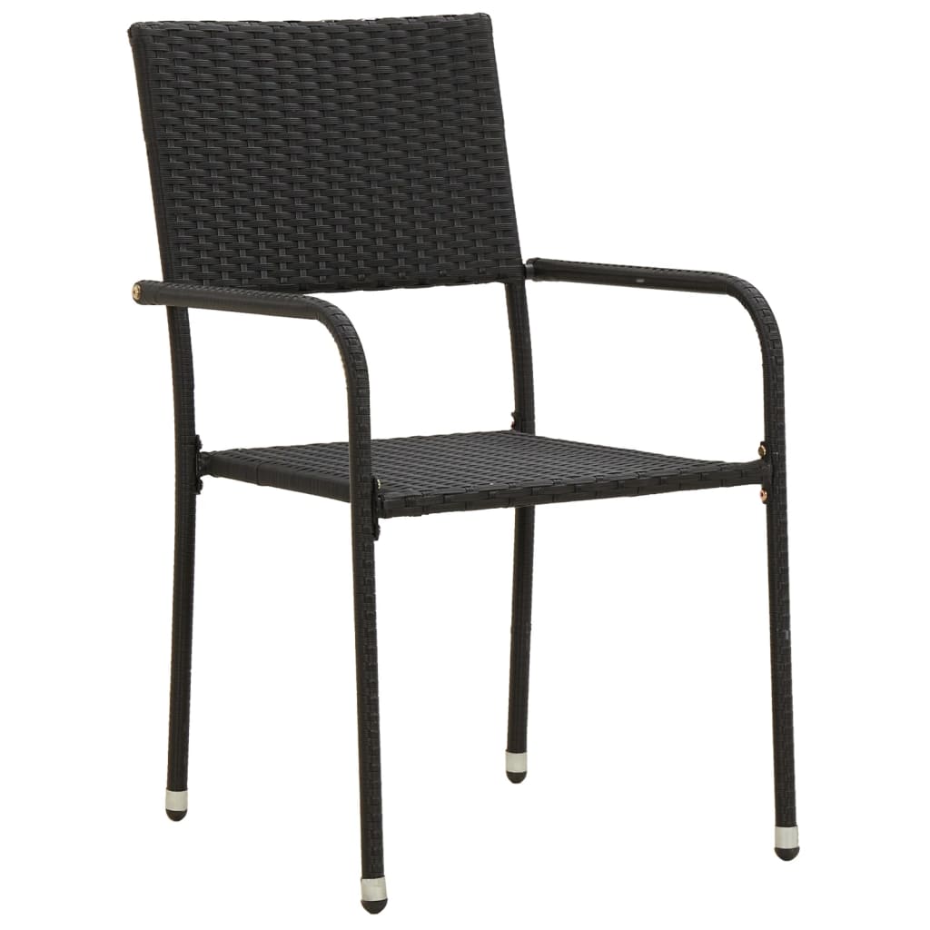 spisebordssæt til haven 7 dele polyrattan sort