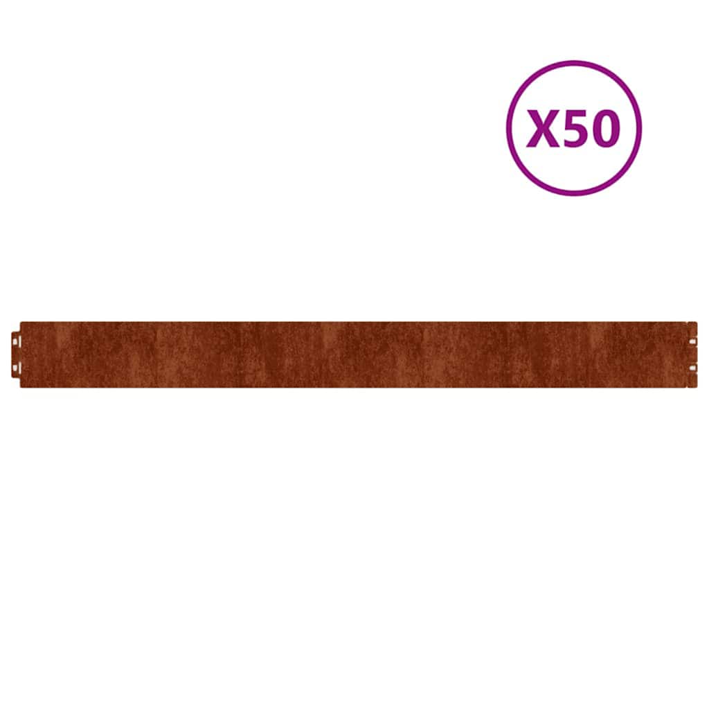 plænekanter 50 stk. 10x103 cm fleksibel cortenstål