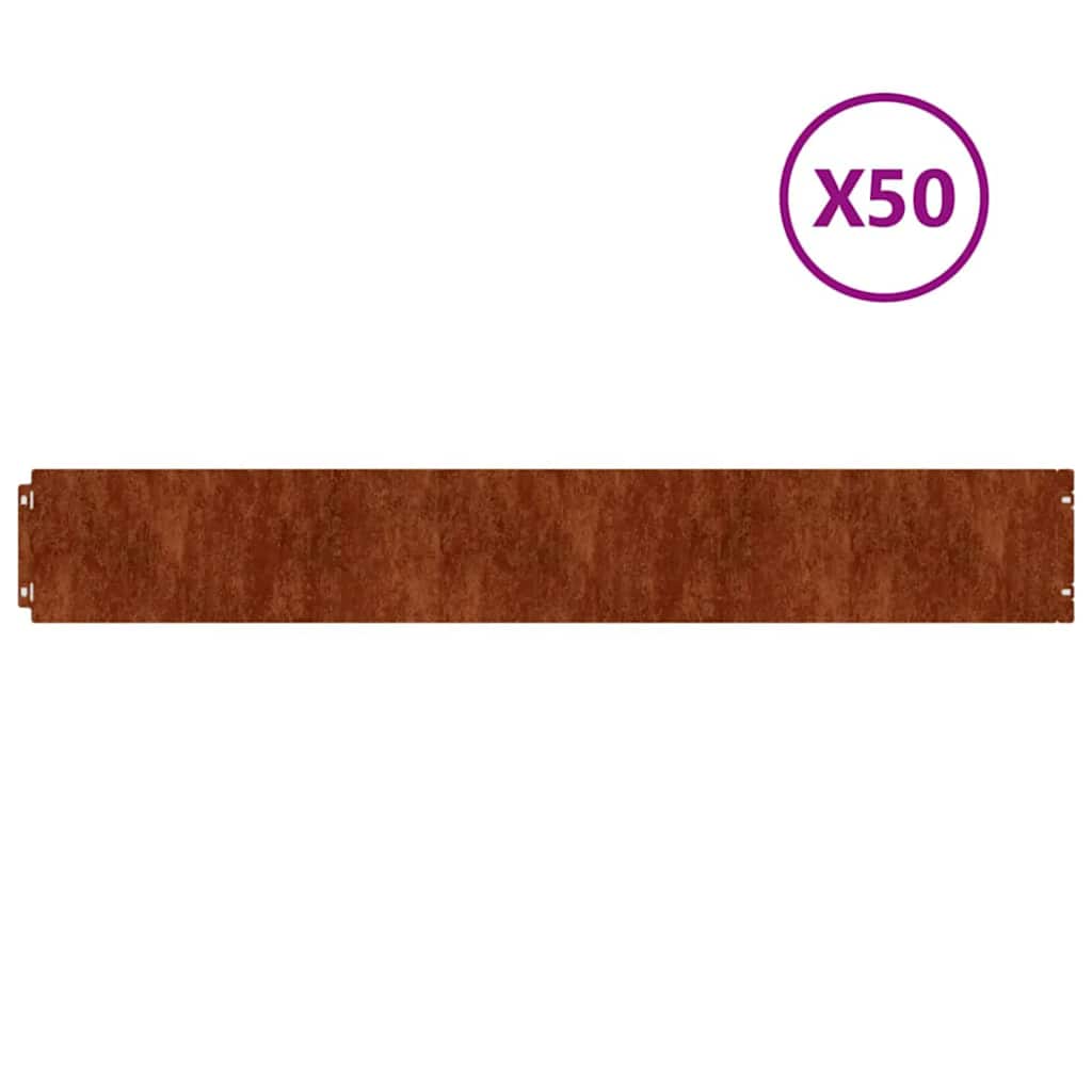 plænekanter 50 stk. 15x103 cm fleksibel cortenstål