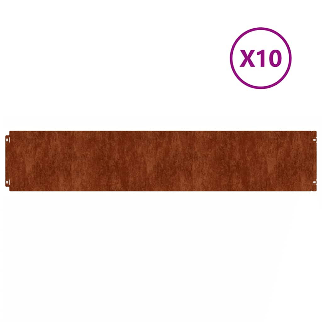 plænekanter 10 stk. 20x103 cm fleksibel cortenstål
