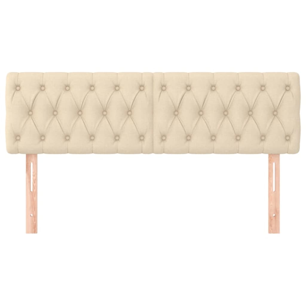 sengegavle 144x7x78/88 cm stof cremefarvet
