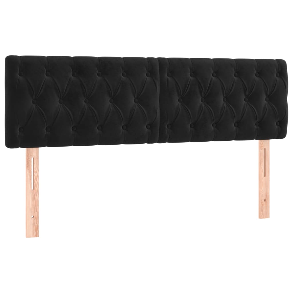 sengegavle 160x7x78/88 cm fløjl sort