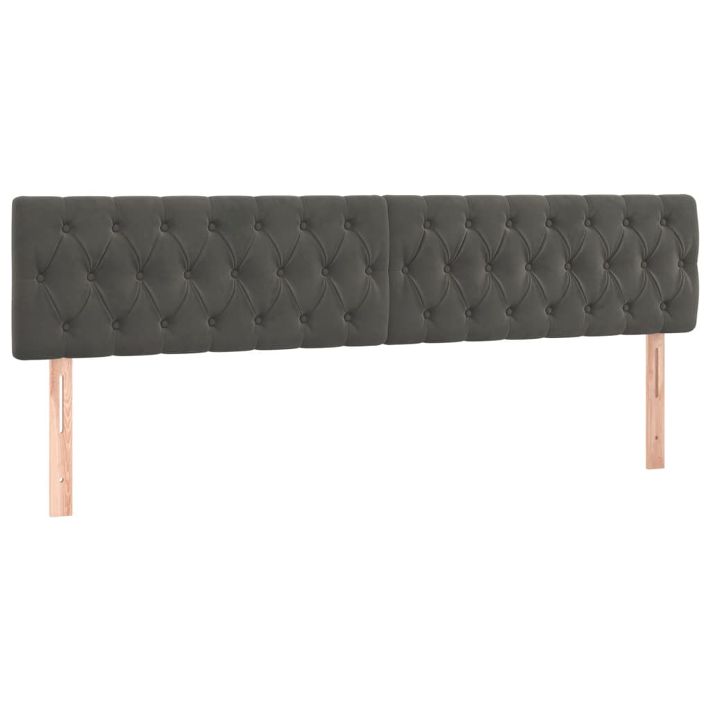 sengegavle 180x7x78/88 cm fløjl mørkegrå
