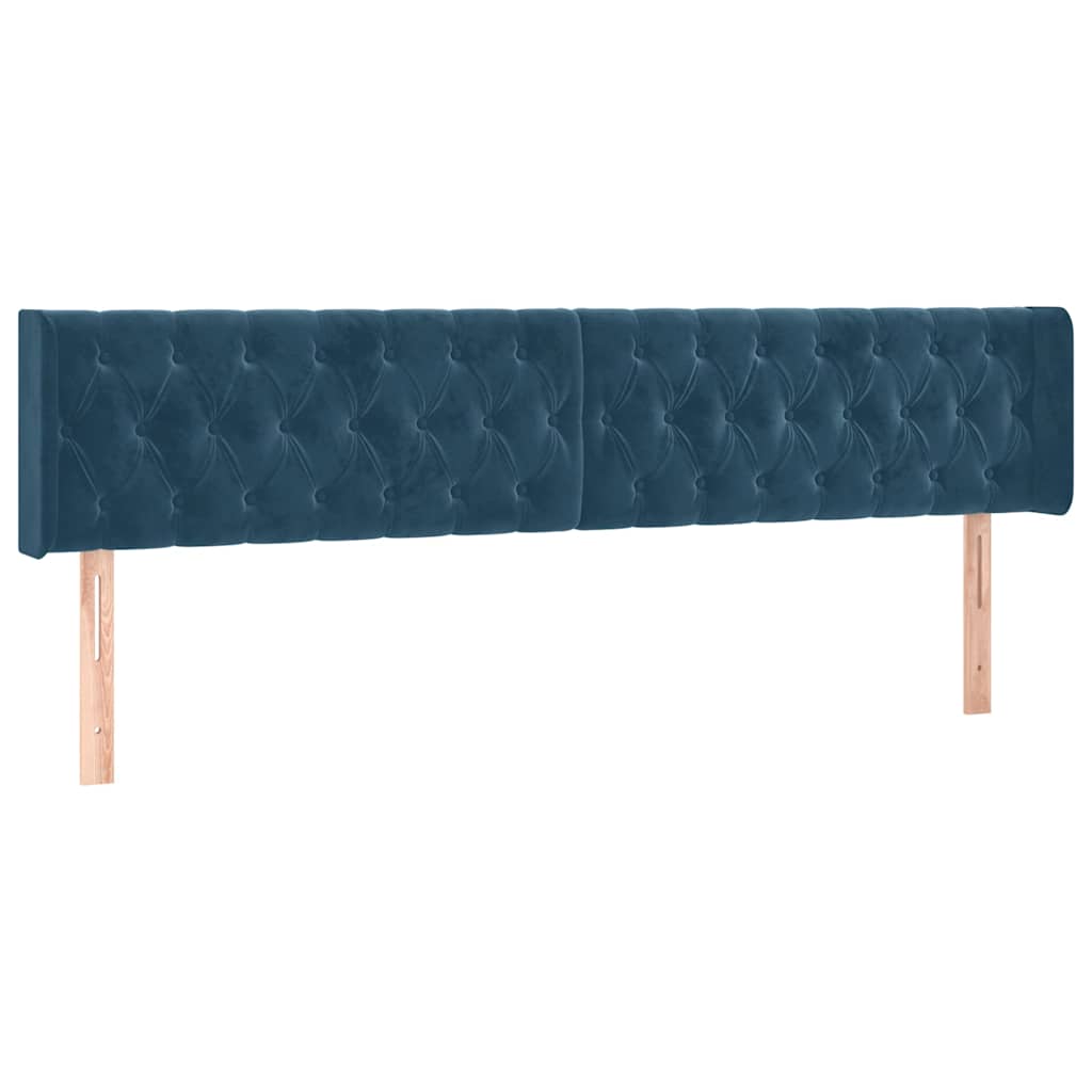 sengegavle 180x7x78/88 cm fløjl mørkeblå