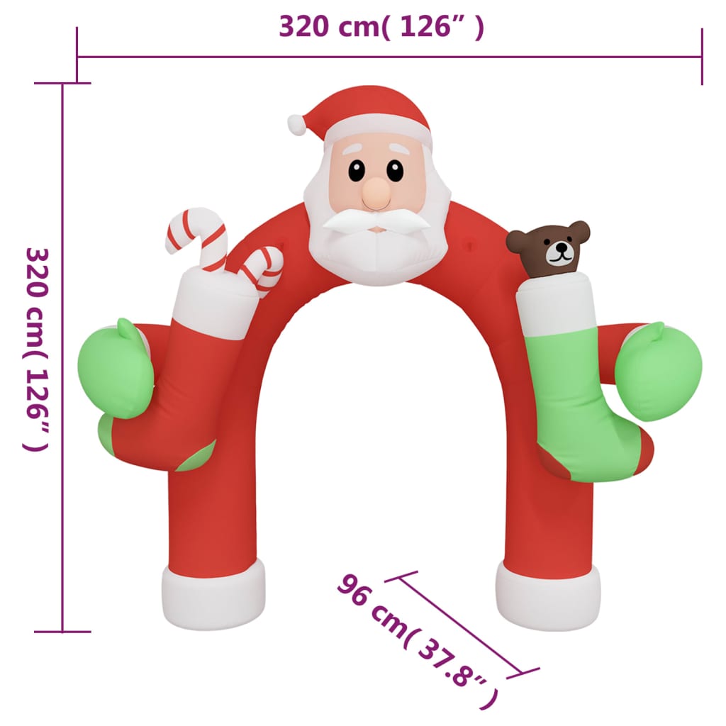 oppustelig juleport med LED'er 320 cm