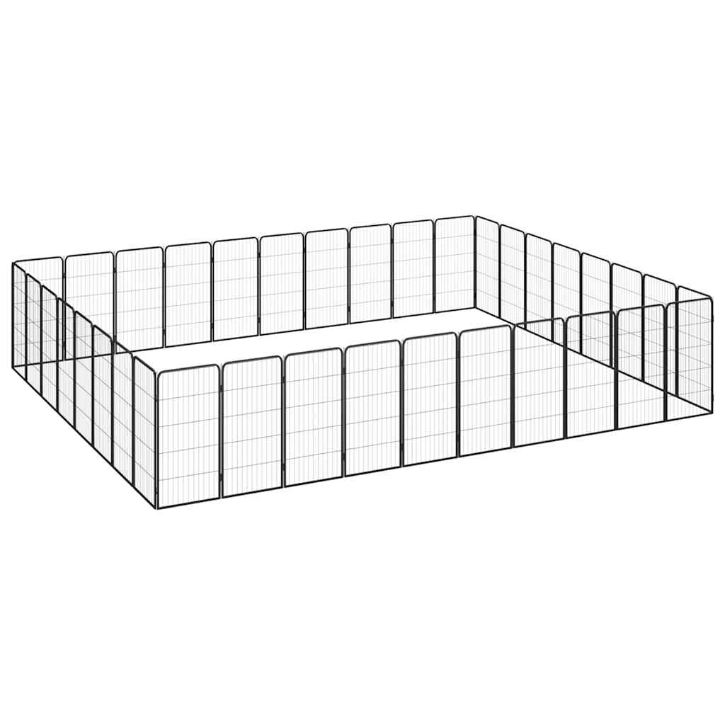 36-panels hundegård 50×100 cm - pulverlakeret stål, sort