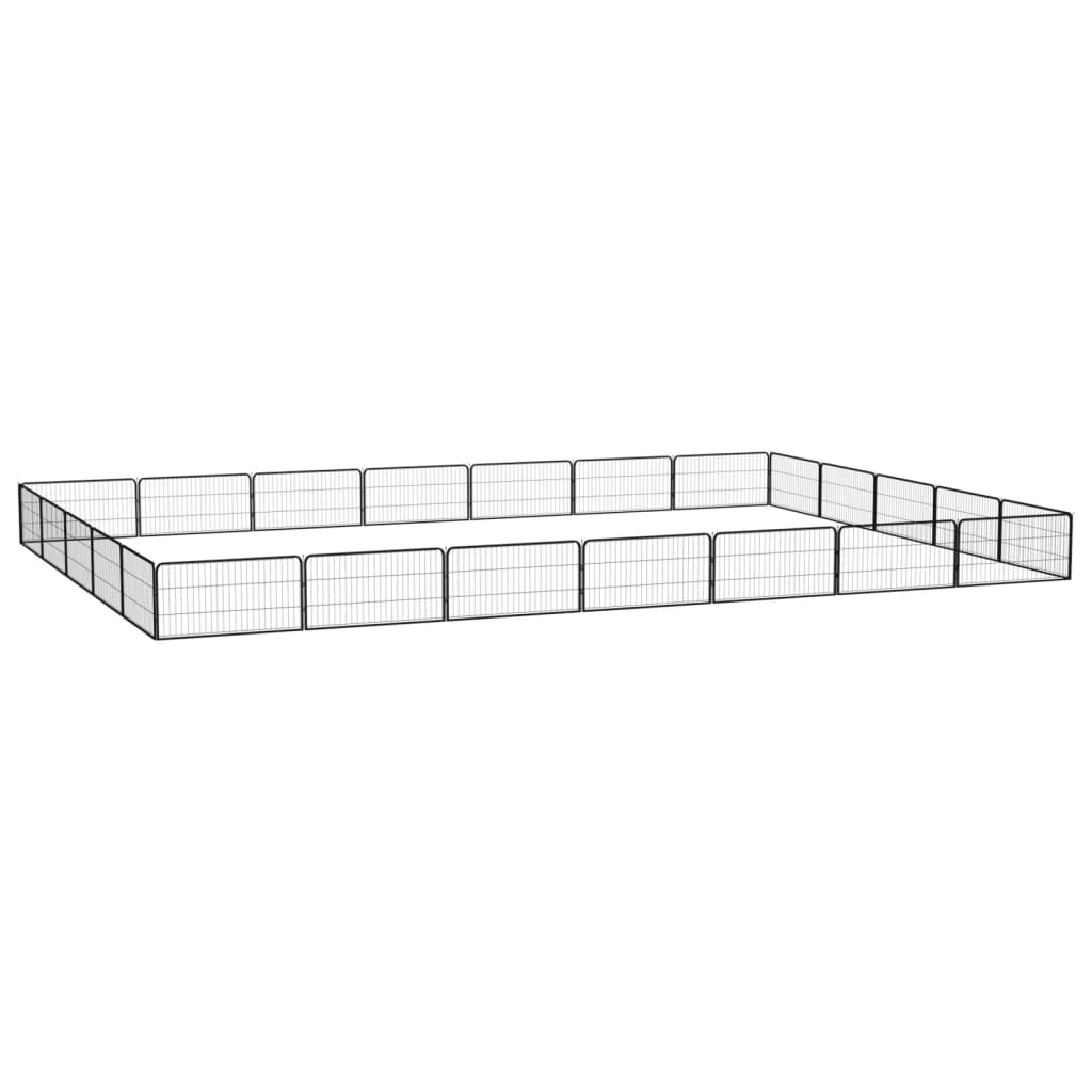 24-panels hundegård 100 × 50 cm - pulverlakeret stål, sort