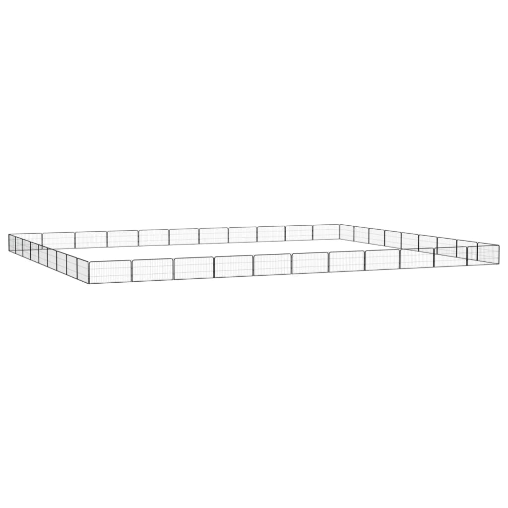 40-panels hundegård 100×50 cm - pulverlakeret stål, sort