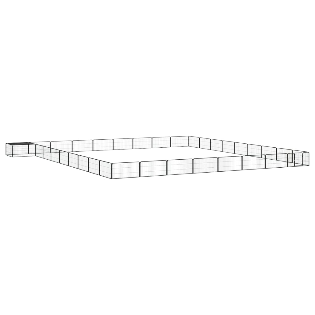 36-panels hundegård 100 x 50 cm - pulverlakeret stål, sort