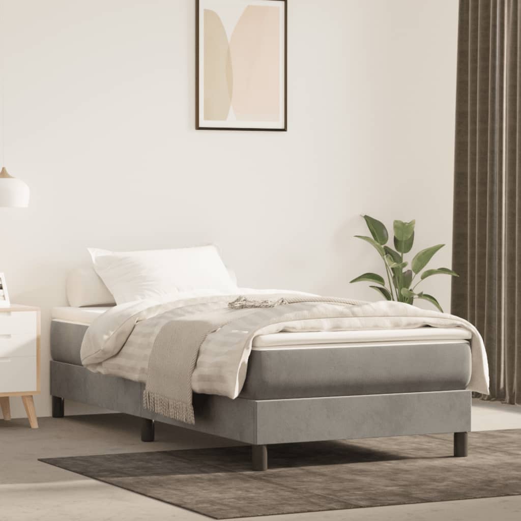 springmadras med pocketfjedre medium 100x190x20 cm fløjl lysegrå