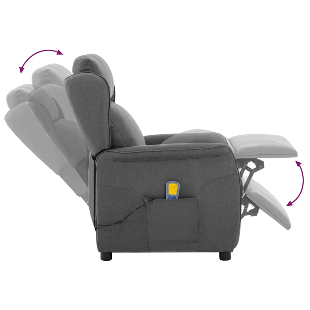 Massagestol med pude Lysegrå 93.5 x 67.5 x 101.5 cm Stof
