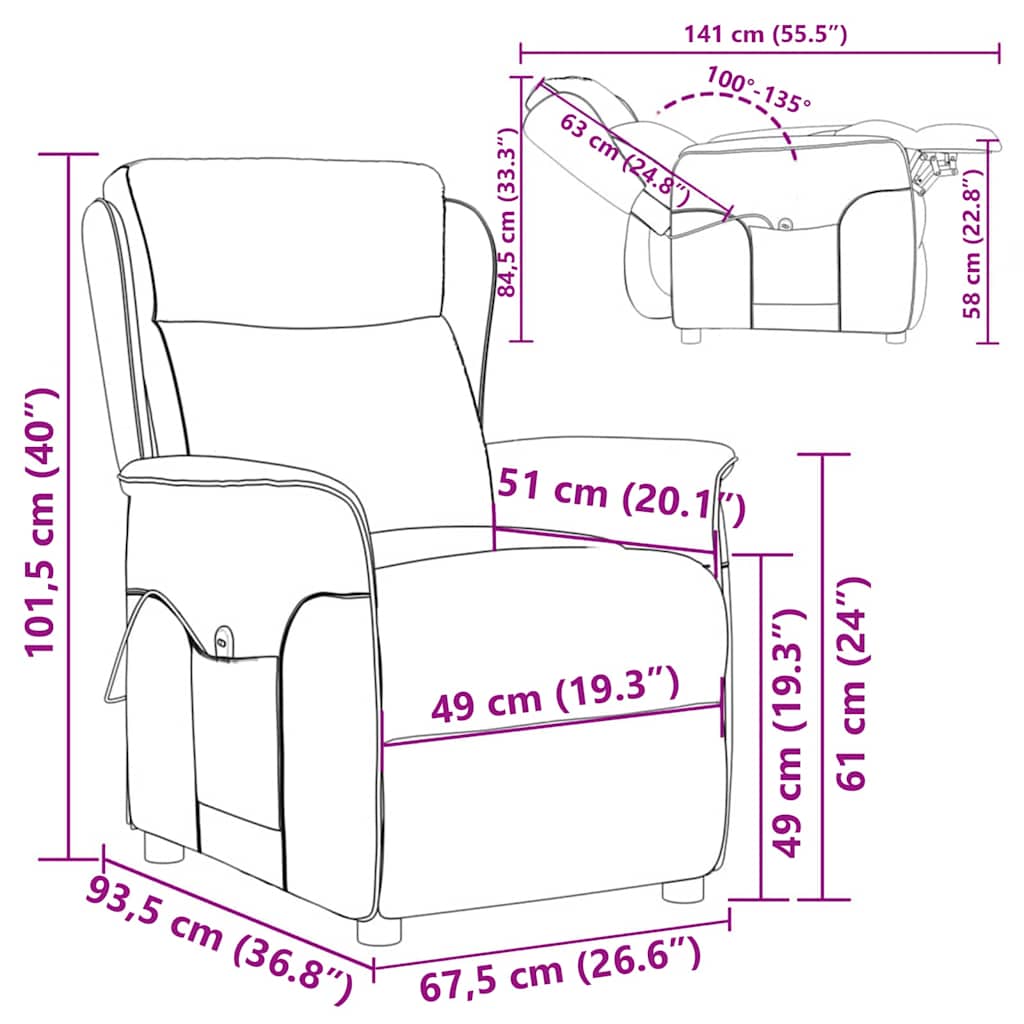 Massagestol med pude Gråbrun 93.5 x 67.5 x 101.5 cm Stof