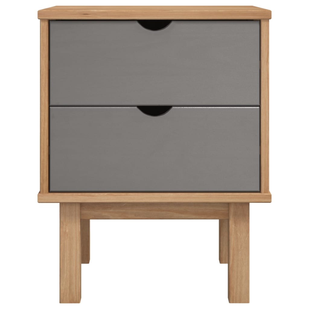 sengebord OTTA 45x39x57 cm massivt fyrretræ brun og grå