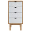 kommode OTTA 45x39x90 cm massivt fyrretræ brun og hvid