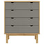 kommode OTTA 76,5x39,5x90 cm massivt fyrretræ brun og grå